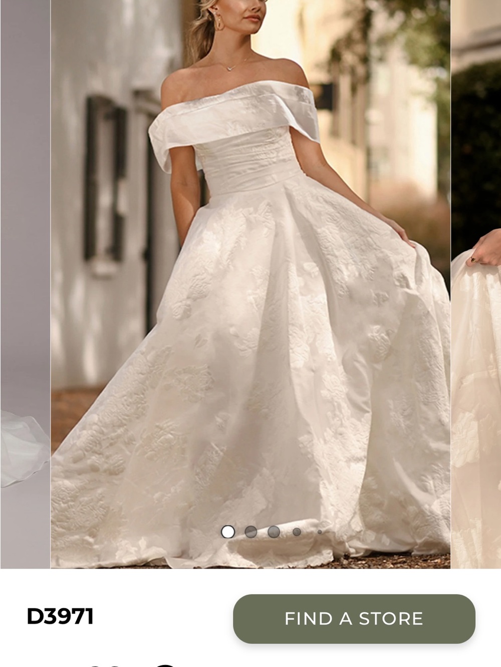 D3971 Essense of Australia Off-Shoulder Ivory Jacquard Wedding Ball Gown